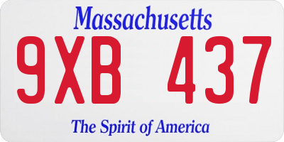 MA license plate 9XB437