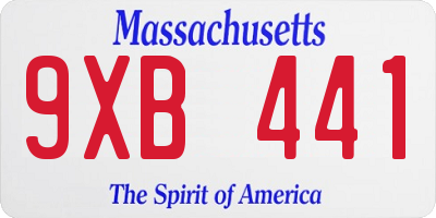 MA license plate 9XB441