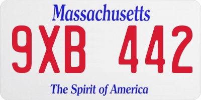 MA license plate 9XB442