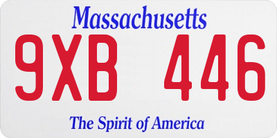MA license plate 9XB446