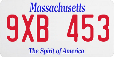 MA license plate 9XB453