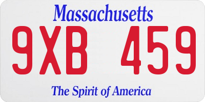 MA license plate 9XB459