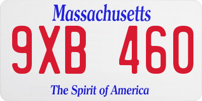 MA license plate 9XB460