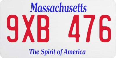 MA license plate 9XB476