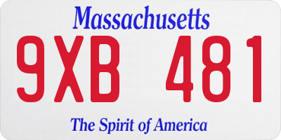 MA license plate 9XB481