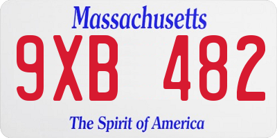 MA license plate 9XB482