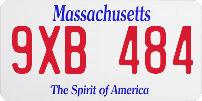 MA license plate 9XB484
