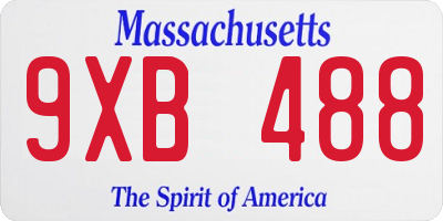 MA license plate 9XB488
