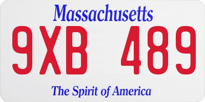 MA license plate 9XB489
