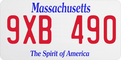 MA license plate 9XB490