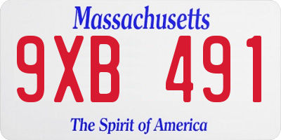 MA license plate 9XB491