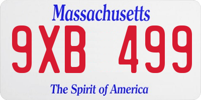 MA license plate 9XB499
