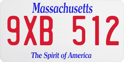 MA license plate 9XB512