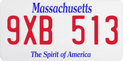 MA license plate 9XB513