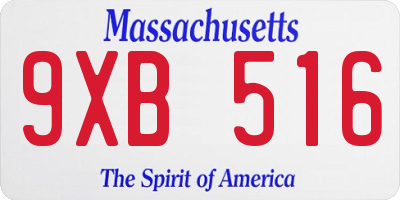 MA license plate 9XB516