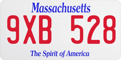 MA license plate 9XB528