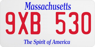 MA license plate 9XB530