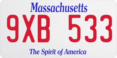 MA license plate 9XB533