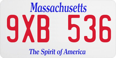 MA license plate 9XB536