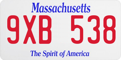 MA license plate 9XB538