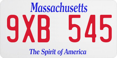 MA license plate 9XB545