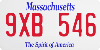 MA license plate 9XB546