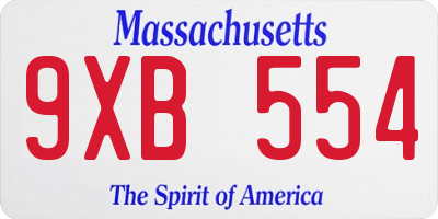 MA license plate 9XB554