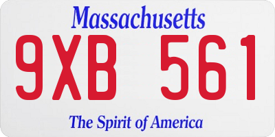 MA license plate 9XB561