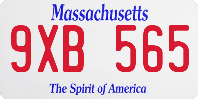 MA license plate 9XB565