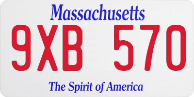 MA license plate 9XB570