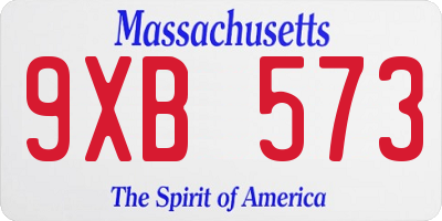 MA license plate 9XB573
