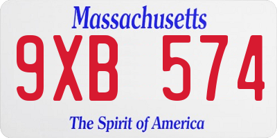 MA license plate 9XB574