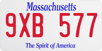 MA license plate 9XB577