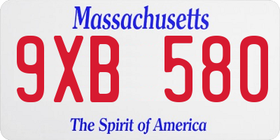 MA license plate 9XB580