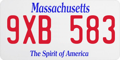 MA license plate 9XB583