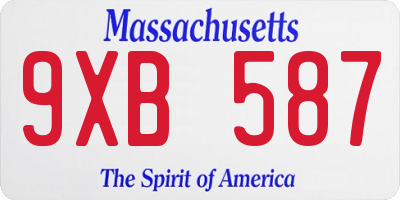 MA license plate 9XB587
