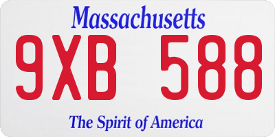 MA license plate 9XB588