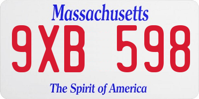 MA license plate 9XB598