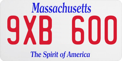 MA license plate 9XB600