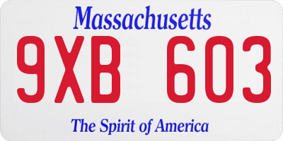 MA license plate 9XB603