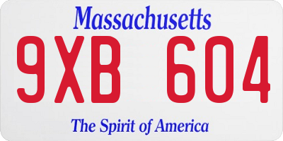 MA license plate 9XB604