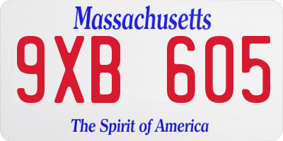 MA license plate 9XB605
