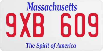 MA license plate 9XB609