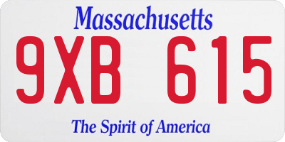 MA license plate 9XB615