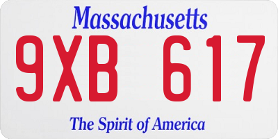 MA license plate 9XB617