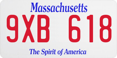 MA license plate 9XB618