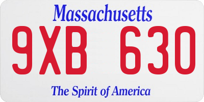 MA license plate 9XB630