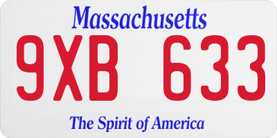 MA license plate 9XB633