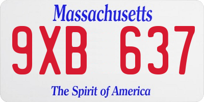 MA license plate 9XB637