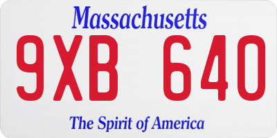 MA license plate 9XB640